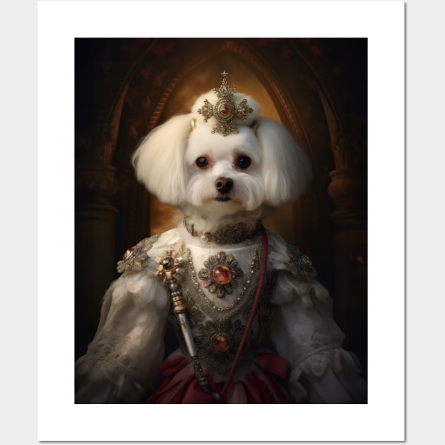 Graceful Bichon Frisé - Medieval Spanish Princess Wall Art by HUH? Designs